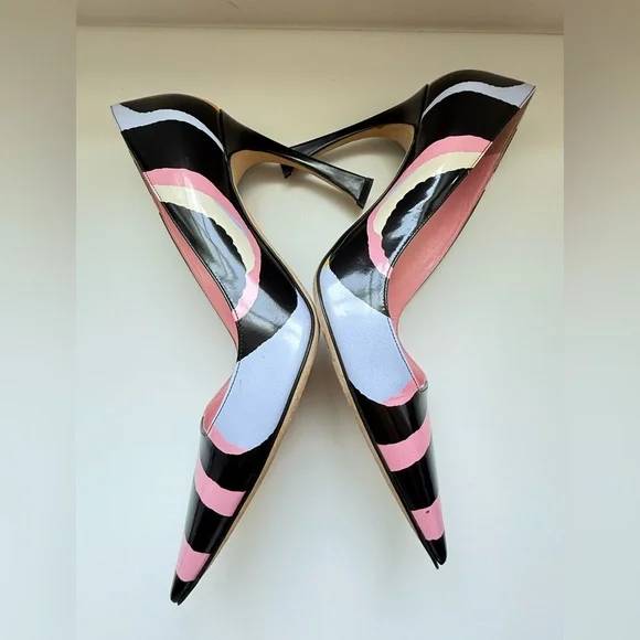 DIOR Christian Dior Pink ,Orange,green Black high Heels SHOES SIZE 39,5 -US 9,5 - Picture 11 of 17